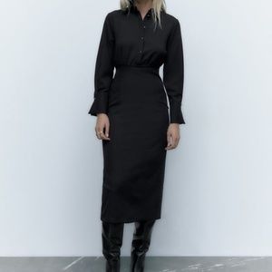 zara size small black button up midi dress